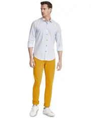 [Oxford] Kenton Printed Cotton Shirt in Blue