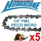 5x Semi Chisel 1/4" 043 72DL 71PM3 Chains for 14" Stihl MSA 200 C-B Battery Saw