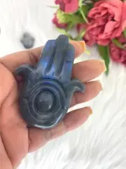 Labradorite Hamsa Hand - Flashy Labradorite Hamsa Hand - Natural Labradorite