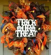 XL Large 30" Light Up Halloween Front Door Wreath Deco Mesh Trick or Treat Decor