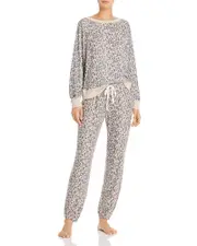 Honeydew Star Seeker Pajama Set in Brown Natural Leopard