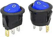 MGTCAR 2PCS KCD1 Rocker Switch Blue ON-Off 12V 220V 2 Position 3Pin Small Round Electrical Equipment with Light Power Switch(2PCS Mix and Match,12V)