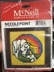 Vintage McNeill Unicorn Pair Rainbow Needlepoint kit 1982 NEW No. 1629 Unopened