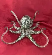 NEW FLAWLESS Glass MICHAEL HOPKO Crystal Opaline 14” OCTOPUS Sculpture Figurine