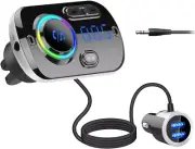 Bluetooth Car FM Transmitter, Bluetooth 5.0 Car Radio Adapter Receiver with 7 Co