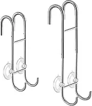 Shower Door Towel Hooks - 9"~13" Length Adjustable Hook for Framed & Frameless Over The Door Glass, Squeegee Holder, Towels Hanger for Bath Suits Rozer Robes Loofahs Shavers, 2-Pack Silver