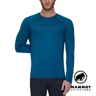 【Mammut 長毛象】Selun FL Longsleeve Men Logo 機能LOGO長袖T恤 深冰藍 男款 #1016-01440