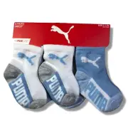 PUMA SOCKS BOYS X6 - ANKLET 243 LIGHT BLUE - SZ 0 - 12 MONTHS- BABY ANKLE 6 PACK