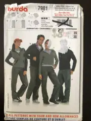 Burda 7981 Sewing Pattern Unisex Athleisure wear Pants Jacket UNCUT Sizes 10-24