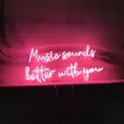 Music Sounds Better With You 22"x11" Acrylic Neon Sign Lamp Light Beer Dimmer VY