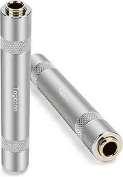 1/4 Inch TRS/TS Female to Female Gold-Plated Coupler (2 Pack), 1/4" TRS Stereo and TS Mono Jack Adapter Joiner, 6.35mm Extension Gender Changer Converter Connectors for Amplifier Speaker Guitar Sound