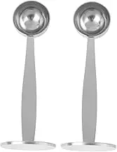 Toyvian 2pcs Stainless Measuring Spoon Long Handle Dual Head Coffee Scoop Loose Tea for Home Use