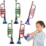 ArtCreativity 13 Inch Metallic Trumpets, Set of 6, Fun Plastic Musical Instruments Noise Makers for Parties and Events, Music Toys for Kids, Cool Birthday Party Favors for Boys and Girls