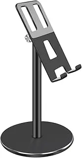 Phone Stand,Phone Holder for Desk,Universal Mobile Phone Holder Support Bracket Stand Height Angle Adjustable with Base for Desktop (Black)