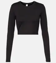 [Alo Yoga] Alo Yoga Alosoft cropped technical top AU 12 black