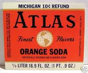 Atlas Bottling Orange Soda Old Label Detroit Michigan