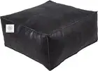Amazing square Ottoman Pouffe Moroccan leather ottoman Unstuffed Black