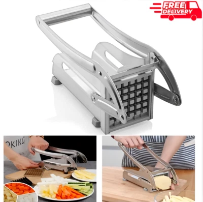 NEW POTATO CHIPPER FRENCH FRY SLICER CHIP CUTTER VEG CHOPPER MAKER 2 BLADE STEEL