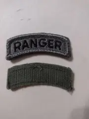 ARMY RANGER TAB - ACU COLOR (BLACK ON GRAY) WITH HOOK & LOOP ON BACK NOS