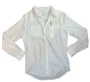 Calvin Klein Men’s M White Long Sleeve Dress Shirt Button Down NWT Stretch Linen