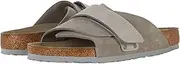[Birkenstock] Men's Kyoto Grip Suede Slides, Stone Coin, Grey, 8 Medium US