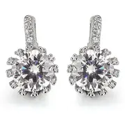Solid 925 Sterling Silver CZ Sparkle Earrings
