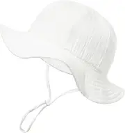 [HZHSGLY] Baby Sun Hat 6 12 Months, Baby Bucket Hat with Adjustable Chin Strap, Babies Summer Hats with Large Brim Cotton Floppy for UV Protection Newborn Sunhat