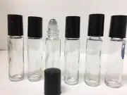 24 Pack - 10ml StainLess Steel Metal Roller Ball Transparent Clear Glass Bottles
