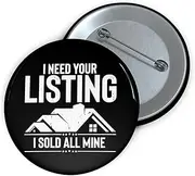 [Teegarb Letter Blanket] Novelty Pinback Button Pin Badge Property Seller Realty Auctioneer Merchandiser Funny Dealer Broker Vendor Auctioning