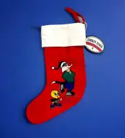 NOS W/ Tag 90s Looney Tunes Embroidered Christmas Stocking Vtg Sylvester Tweety