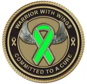 Lymphoma Green Ribbon Medallion for Box Cremation Urn/Flag Case - 3Inch Diameter
