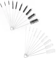 2 Pcs Small Pipe Cleaning Brushes - Black and White Premium Reusable Eco-Friendly Straw Cleaning Set, Ten Different Sizes of Brushes Suitable for Narrow Bottles, Glass Tubes and Hard-to-Reach Places