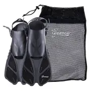 Seavenger Snorkel Swimming Training Fins Mesh Bag Set Combo Adult Kids Black