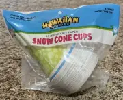 New ~ 25 Hawaiian Shaved Iced Disposable Paper Snow Cone Cups & Straws ~ 6oz