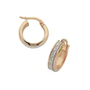 9kt Rose Gold Silver Infused Criss Cross Hoop Earrings
