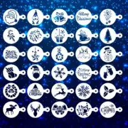 30 Pieces Cookie Stencils Cake Templates Coffee Stencils Reusable Painting V3C8