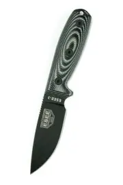 ESEE Knives 3PMB-002 Fixed Blade Knife Black 1095 Carbon Steel Black/Gray G10