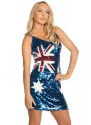FREE EXPRESS SHIPPING - NEW Australia Day Sequin Dress Aussie Australian Flag
