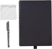 Erasable Reusable Notebook Hardcover Wr Note Book Journal Wet Hot Erase B5 Size 30 Sheet with Erasable Pen Cloth for Office School Students Travelers Black Black