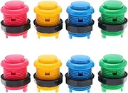 eMagTech 8PCS Push Button Compatible with Arcade Machine Games Multicolour Video Games Button Games Replacement Accessories 4 Colours