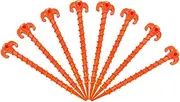 Canopy Stakes Canopy Anchors Beach Tent Stakes Heavy Duty Screw Shape 25 cm 10 inch - 8 Pack Orange