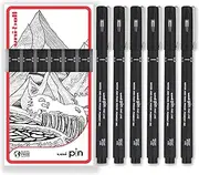 uni-ball PIN Fineliners | Black Fine Tipped Writing Pens | Water & Fade Resistant Ink | Ideal for Sketching, Scrapbooking, Outlining, Art, Technical Drawing | In Gift Box (Pack of 6, 0.2mm)