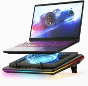 RGB Laptop Cooling Pad Turbofan Touch Control LCD Rapid Cooling 15-19" Black