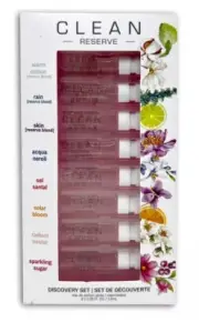 Clean Reserve Perfume Discovery Set 8x .05oz Rain, Skin, Sparkling Sugar NIB