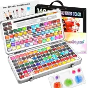 VibrantArt Watercolor Paint Set - 160 Professional Watercolors in Portable Box f
