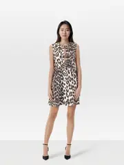 Brown Leopard Print Front Tie Dress