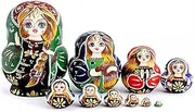 Matryoshka Russian Nesting Dolls 10-Layer Nesting Dolls Creative Educational Toy Matryoshka Handmade Wooden Crafts Halloween Wish Gift Cute and Fun Gift (Color : A)