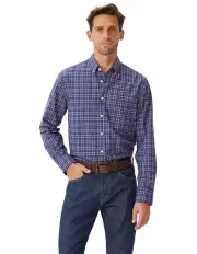 [R.M.Williams] Regular Broadcloth Long Sleeve Shirt in Indigo