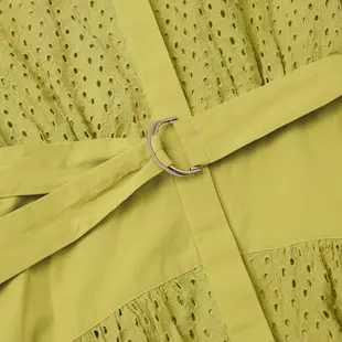 OUWEY歐薇 日系孔洞刺繡純棉洋裝(綠色；S-L)3233327151