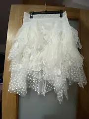 Zimmermann rhythmic feather mini ivory white skirt size 3 (US 8-10)